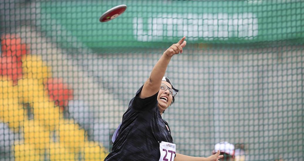 Sofia Barbis from Mexico competing in women’s discus throw F38 at the National Sports Village – VIDENA, Lima 2019 Parapan American Games