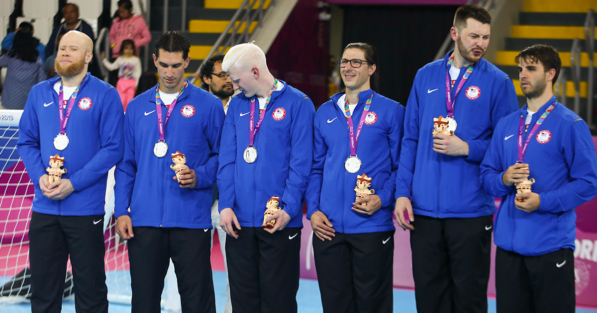 American men’s goalball team receive the silver medal at Lima 2019