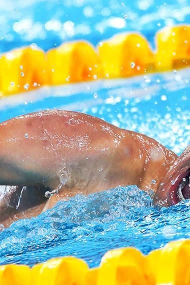 Brazilian Daniel de Faria competes in men’s 200m freestyle S5 Para swimming event at Lima 2019 at the National Sports Village – VIDENA.