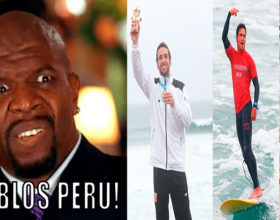 (Parody) Terry Crews, famous American actor, surprised by the victories of three Peruvian surfers
