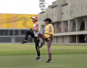 Gladys Tejeda entrenó en el estadio atlético de la VIDENA como parte de su preparación a Tokio 2020