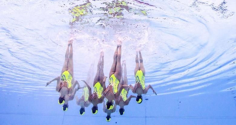 Mexico participates in Artistic Swimming team routine