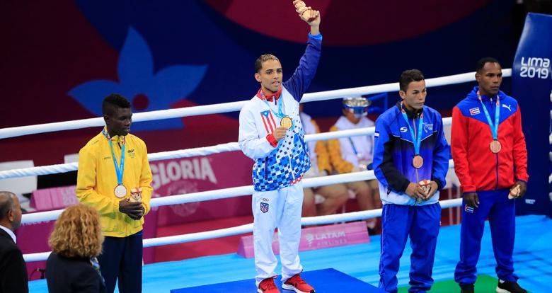 Proud boxers with their medals of the men’s flyweight category at the Callao Regional Sports Village