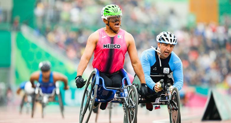 Para athlete Pedro Gandarilla from Mexico celebrates gold in the Lima 2019 men’s 1500 m T54 competition at the National Sports Village - VIDENA