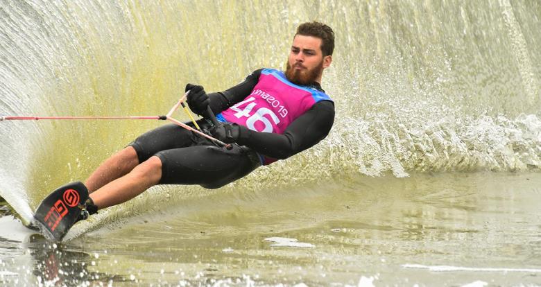 Taylor Garcia from the USA competes in water ski at the Lima 2019 Games at Laguna Bujama.