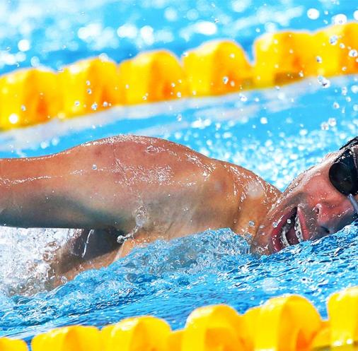 Brazilian Daniel de Faria competes in men’s 200m freestyle S5 Para swimming event at Lima 2019 at the National Sports Village – VIDENA.