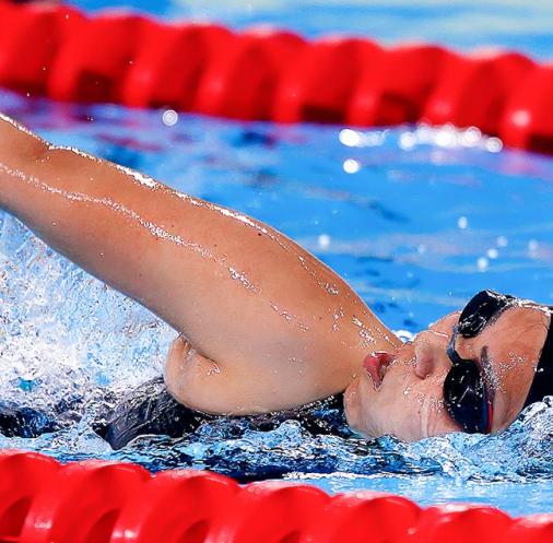 Peru’s Dunia Felices competes in the women’s 200m freestyle S5 Para swimming event at Lima 2019 at the National Sports Village – VIDENA.