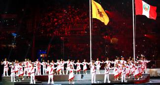 Lima 2019 volunteers singing at the Lima 2019 Pan American Games Opening Ceremony