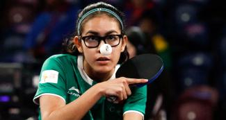 Clio Barcenas de México se concentra en enfrentamiento de tenis de mesa contra Brasil en los Juegos Lima 2019 en la Villa Deportiva Nacional – VIDENA