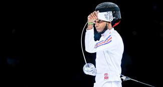 Cuban Yunior Reytor in the men's fencing semifinals