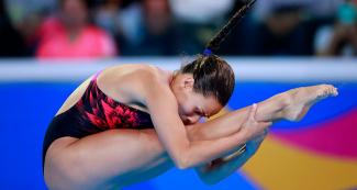 Colombia’s Steffanie Madrigal participated in women’s 1m springboard at the National Sports Village - VIDENA during the Lima 2019 Games. 