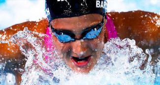 Virginia Bardach durante su competencia de natación, en los Juegos Lima 2019, en la Villa Deportiva Nacional – VIDENA