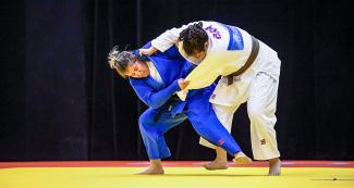Brazilians Meg Rodrigues and Rebeca Silva fighting in judo -70 kg at the National Sports Village – VIDENA, Lima 2019.