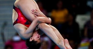 Mexican Dolores Hernández showed her talent in the springboard competition at the Lima 2019, but it was not enough. 
