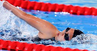Dunia Felices de Perú compite en Para natación 200m libre femenino S5 en Lima 2019 en la Villa Deportiva Nacional – VIDENA.