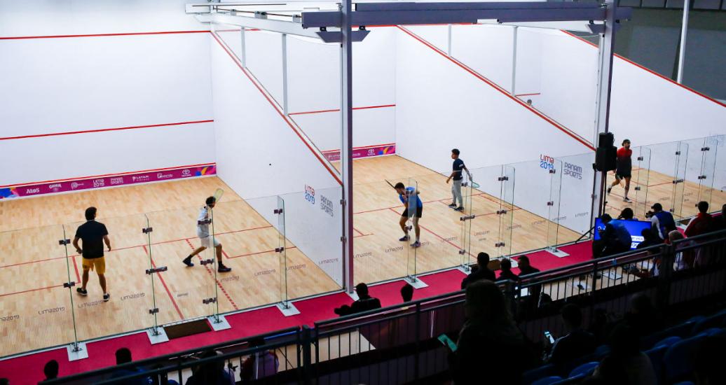 Squash players on the first day of competition