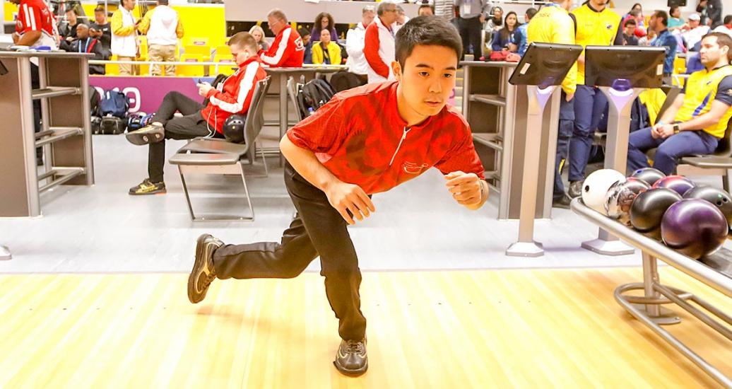 Yum Ishikawa throws the bowling ball