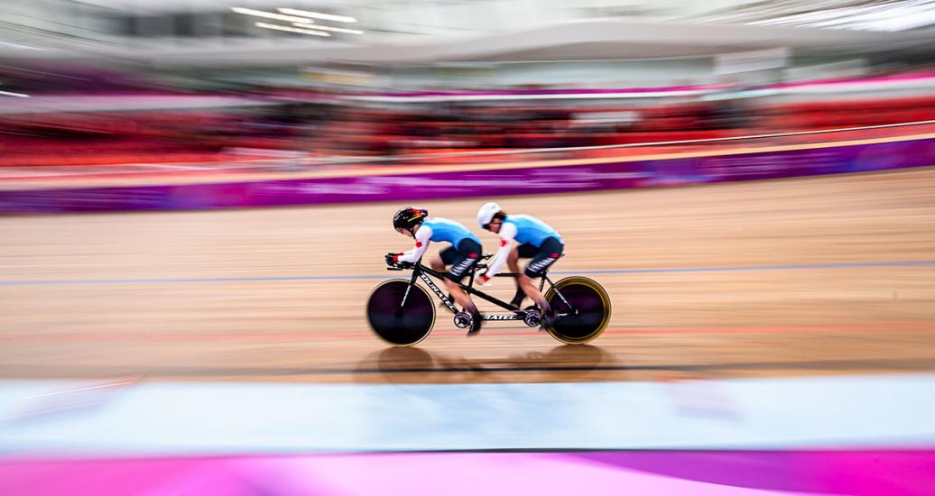 Annie Bouchard and her pilot Evelyne Gagnon competing in Para cycling track at the National Sports Village – VIDENA, Lima 2019