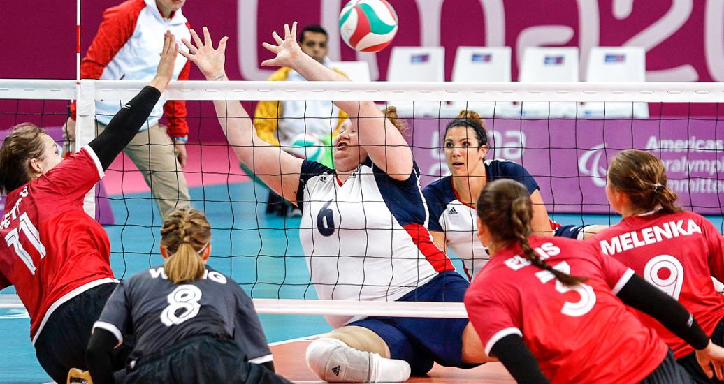 Canada faces off the US in Lima 2019 sitting volleyball event held at the Callao Regional Sports Village