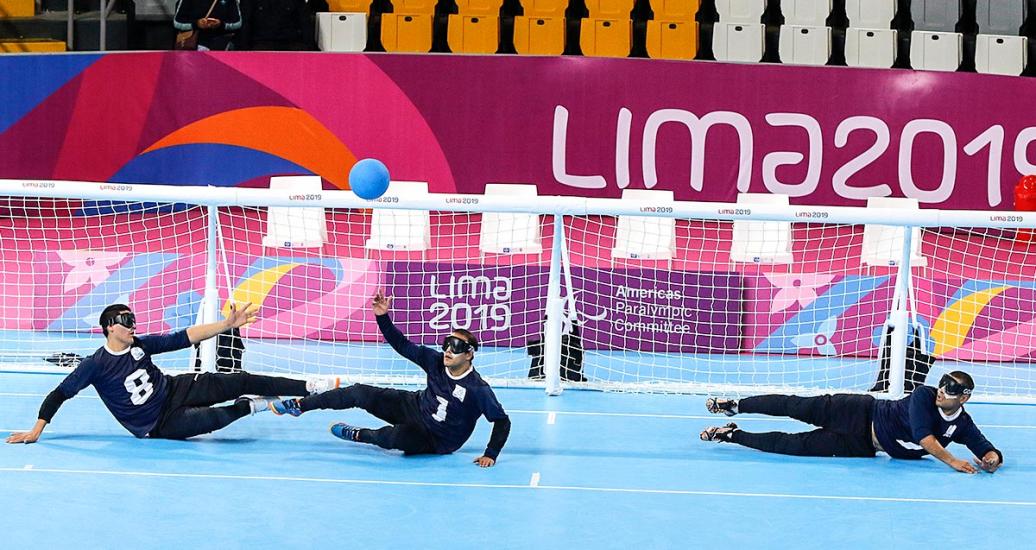Argentina’s goalball team competes against Brazil at the Callao Regional Sports Village at Lima 2019.