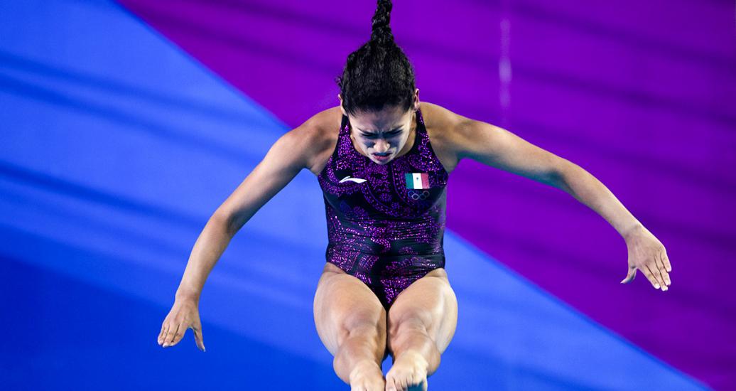 Gabriela Agundez from Mexico participates in the Lima 2019 women’s 10 m platform event at the National Sports Village – VIDENA
