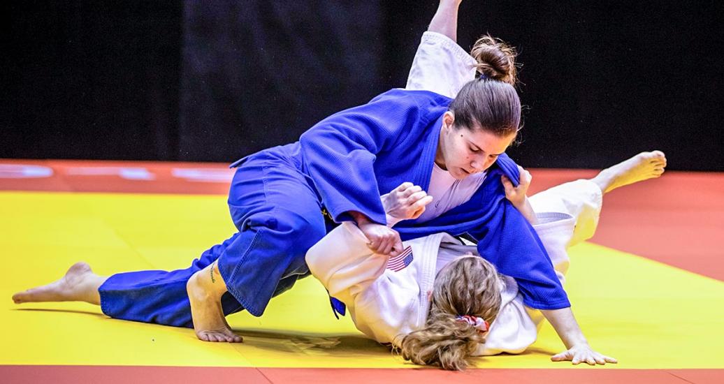 Brazilian Alana Martins vs. Cynthia Simon from USA in judo -70 kg at the National Sports Village – VIDENA, Lima 2019.