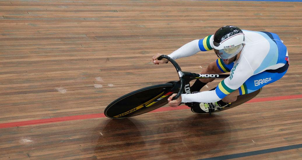 Brazilian Cipriano Flavio at full speed during Lima 2019 competition held at the National Sports Village – VIDENA